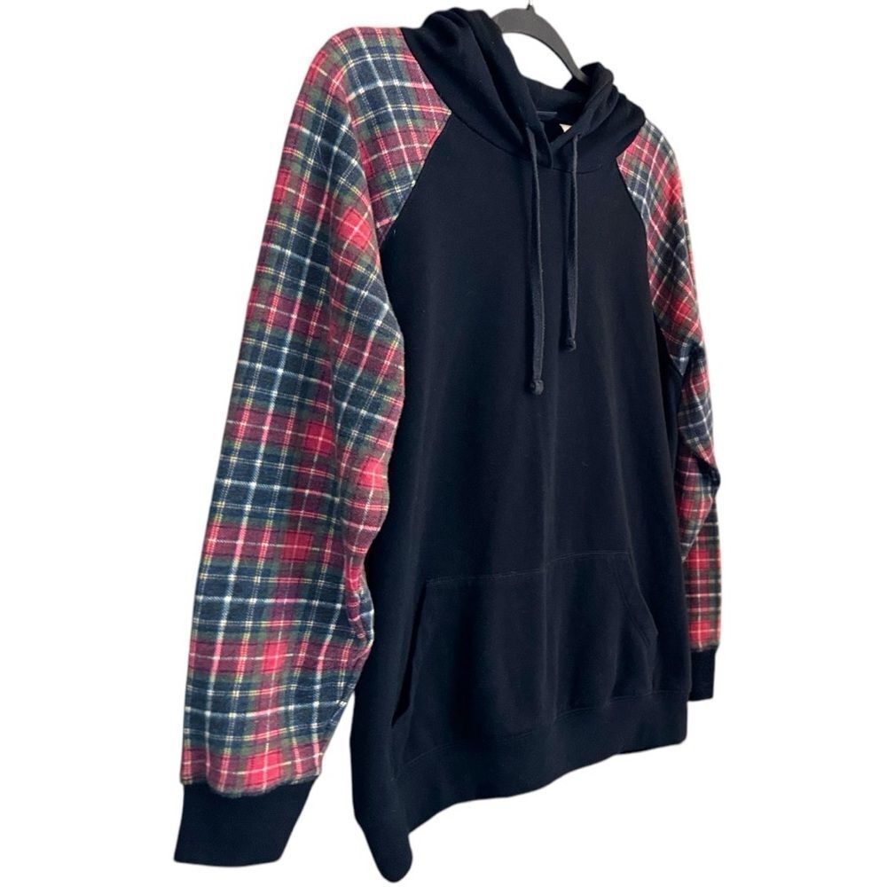 Torrid Black Plaid Red Classic Fit Cozy Fleece Raglan Hoodie Size 3 3XL - Picture 6 of 13